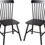 Wooden Windsor Dining Chairs Set of 2 Wood Dining Room Chair Black Spindle Side Kitchen Room Country Farmhouse Chairs