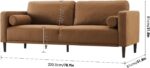 Sofa Couches, 79” Mid-Century Modern Couch, Breathable Faux Leather Couch with Upholstered Cushions/Pillows, 3-Seat Sofas & Couches, for Living Room Apartment Office, Brown - Image 2
