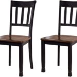 Modern Farmhouse Dining Room Side Chair, Set of 2, Black and Brown