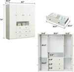 Wardrobe Closet Armoire Wardrobe Closet White Storage Cabinet Wooden Clothes Closets Cabinet Bedroom Armoires Cabinet with Hanging Rod Shelves - Image 2