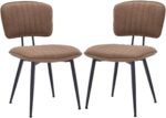 Upholstered Dining Chairs Set of 2, Fabric Kitchen Dining Room Chairs with Metal Legs, Modern Dining Chairs for Living Room & Dining Room (Brown)