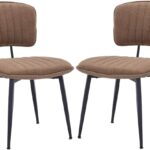 Upholstered Dining Chairs Set of 2, Fabric Kitchen Dining Room Chairs with Metal Legs, Modern Dining Chairs for Living Room & Dining Room (Brown)