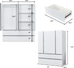 4 Doors Armoire Wardrobe Closet, Bedroom Armoires Cabinet Wooden with Hanging Rod Inside Cabinet and Drawers - Image 2
