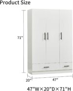 Wardrobe Closet, Armoire Wardrobe Closet with 2 Drawers, Closet Cabinet with Clothing Rods, Wardrobe Cabinet with 3 Doors, Wooden Closet with Shelves,  Closet - Image 2
