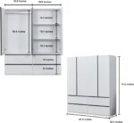 Wooden Armoire Wardrobe Closet, 4 Door 4 Drawers Bedroom Armoires for High Storage Capacity, White Large Storage Cabinet with Hanging Rod and 3 Storage 63" L x 20.3" W x 72" H - Image 2