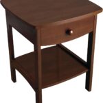 22 x 18 x 18-Inch Wood Curved End Table/Night Stand with One Drawer, Brown (94918)