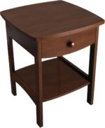 22 x 18 x 18-Inch Wood Curved End Table/Night Stand with One Drawer, Brown (94918)