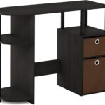 Computer Study Desk with Bin, Brown