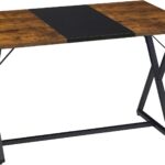 47''Dining Table, Kitchen Dining Table for 4, Wooden Kitchen&Dining Room Table, Industrial Style Table, Rectangular Dining Table for Home, Kitchen, Office, Rustic Brown and Black
