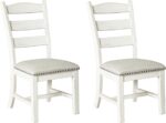 Vintage Farmhouse Cushioned Dining Chair, 2 Count, Whitewash