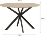 47.2 Inch Round Dining Table for 4, Wood Kitchen Table, Round Dinner Table for Home Kitchen Dinning Room, Natural(Only Table) - Image 2