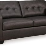 by  Modern Tufted Leather Match Sofa, Black