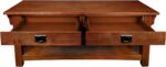 Impeccable Coffee Table for Living Room, Two Drawers and Shelf, Made with Solid Wood, Medium Oak Finish - Image 2