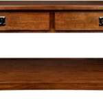 Impeccable Coffee Table for Living Room, Two Drawers and Shelf, Made with Solid Wood, Medium Oak Finish