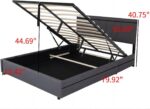 Full Size Lift Up Storage Bed with Hydraulic Storage and Headboard, Upholstered Platform Bed Frame No Box Spring Wooden Slats Support, Lifting Bed Storage Gray Linen - Image 2