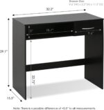 Computer Study Desk with Drawer, Brown - Image 2