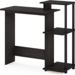 Efficient Home Laptop Notebook Computer Desk with Square Shelves, Espresso/Black