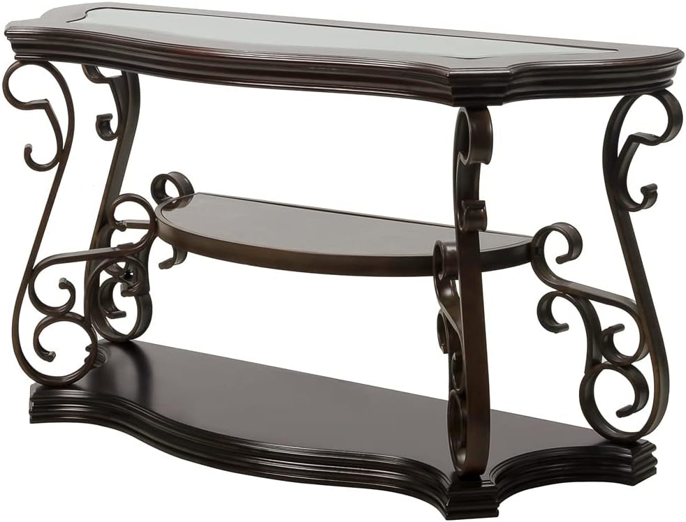 61b9UdB2N8L._AC_SL1024_.jpg Cocktail Coffee Table Sofa Tea Table Glass Desktop Marble Paper Middle Shelf Coated Metal Legs - Image 1