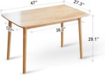 47" Malaysian Oak Rectangular Wooden Dining Table/Solid Wood Kitchen Desk (Natural Oak) - Image 2