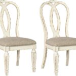 French Country Ribbon Back Dining Chair, 2 Count, Chipped White