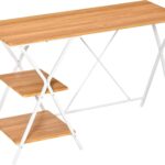 Computer Desk with Storage Shelves, Writing Desk for Home Office, Study Workstation, Natural