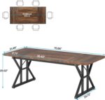 Farmhouse Dining Table for 6 People, 70.8-Inch Rectangular Wood Dining Table, Rustic Kitchen Table with Heavy Duty Metal Legs for Dining Room - Image 2