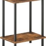 End Table, Small Side Table, Nightstand with 2-Layer Storage Shelves, Sofa Table for Small , Living Room, Bedroom, Stable Frame, Easy Assembly, Rustic Brown
