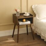 Nightstand, Mid Century Modern Side Table Bedroom with Storage, Small End Bedside Table with Solid Wood Legs for Living Room, Office Small  (Rustic Brown)
