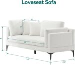 Modern Loveseat Sofa 71.25" Comfy Cloud Couch with Throw Pillows, Extra Deep Seat Loveseat Sofa for Living Room, Linen Fabric, Beige - Image 2
