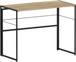 No Tool/No Assembly/Folding Metal Frame Computer Desk, Sonoma Oak/Black, 39 Inch