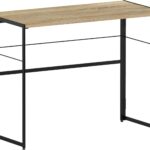 No Tool/No Assembly/Folding Metal Frame Computer Desk, Sonoma Oak/Black, 39 Inch