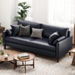 78 Inch Faux Leather Sofa Comfy Couch with Padded Cushions for Living Room - Image 2