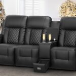 3 Seat Recliner Sofa, Large Reclining Sofa with Storage Console, Manual Reclining Chair with USB Ports, 2 Cell Phone Holder, 3 Seater Loveseat Recliner Couch for Living Room