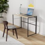 No Tool/No Assembly/Folding Metal Frame Computer Desk, Sonoma Oak/Black, 39 Inch - Image 2