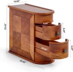 Wood End Table with 2 Drawers Sofa Side Table, No Assembly Required Vintage Slim Nightstand Bedside Table for Bedroom - Image 2