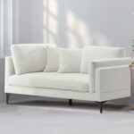 Modern Loveseat Sofa 71.25" Comfy Cloud Couch with Throw Pillows, Extra Deep Seat Loveseat Sofa for Living Room, Linen Fabric, Beige
