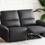 Black Leather Manual Reclining Love seat.Oversized Loveseat Recliner Sofa for Living Room. Double Recliner Home Theater Seating.