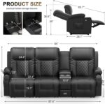 3 Seat Recliner Sofa, Large Reclining Sofa with Storage Console, Manual Reclining Chair with USB Ports, 2 Cell Phone Holder, 3 Seater Loveseat Recliner Couch for Living Room - Image 2
