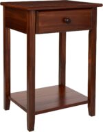 647-24 Nightstand with USB Ports, 24.5" H x 14.25" D x 17.5" W, Warm Brown