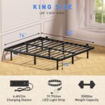 Floating Bed Frame King Size with Smart LED Lights and Charging Station - 14 Inch Modern Floating Beds, Bed Frame with Lights, Easy Assembly No Box Spring Needed - Image 2