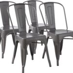 Metal Dining Chairs, Dark Grey, 1 Count (Pack of 4)