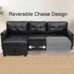 Transform Any Space: Sleeper Sectional Sofa with Convertible Sofa Bed & Inviting Chaise. Find Tranquil Comfort with Stress-Relieving Design & Durable Cushions - Black/ - Image 2