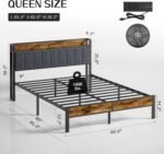 Queen Bed Frame with Headboard, Metal Platform Bed with Smart LED Lights and USB Charging Station, Easy Assembly, No Box Spring Needed - Image 2