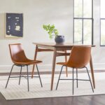 Mid-Century Upholstered Dining Chair with Metal X Base, Set of 2, Whiskey Brown - Image 2