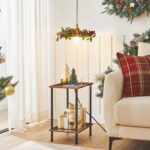 Side Table with Charging Station, End Table with USB Port and Outlet, Nightstand with 2-Layer Storage Shelves for Small , Living Room, Bedroom, Stable Frame, Rustic Brown - Image 2