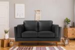 Full Leather Loveseat Sofa 66”| re Full Italian Nappa Leather Couch, Solid Wood Accent, Ultimate Comfort, Black - Image 2